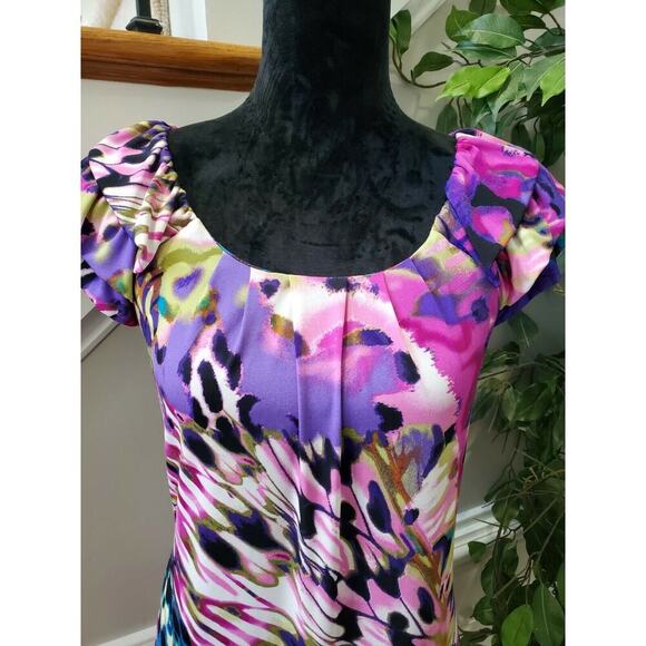 Rabbit Design Women's Polyester Cap Sleeve Round Neck Knee Length Dress Size 8 - Picture 5 of 11